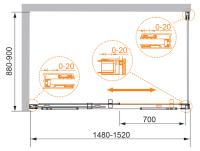 Душевой уголок, прямоугольный PREMIER-SOFT-W-AH-1-150/90-C-Cr-IV  1500x900x2000 Cezares