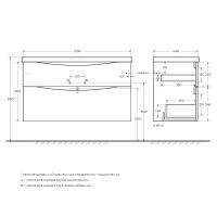 База под раковину подвесная с двумя выкатными ящиками MARINO-H60-1100-2C-SO-RW-P BelBagno