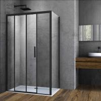 Душевая уголок прямоугольный Soft VSR-3SO9014CLB 1400х900x1950 цвет черный стекло прозрачное Vincea
