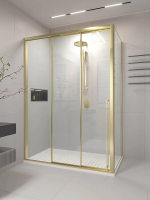 Душевой угол раздвижной 1100х900x2000 цвет профиля Золото брашинг стекло прозрачное PR3/L-SP-11090-01-G-C4 Premium Veconi