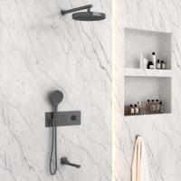 Душевой комплект термостатический встраиваемый, с поворотным изливом, трехрежимный  цвет вороненая сталь VSFW-432TI2GM VINCEA