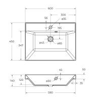 Раковина из искусственного камня, чёрная BB600/450-LV-ART-AST-NERO BelBagno