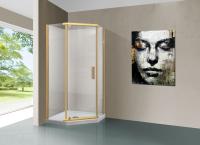 Душевой уголок, пятиугольный VSP-1S100CLG 1000х1000х1950 профиль брашированное золото стекло прозрачное Vincea