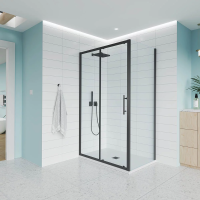 Душевой угол раздвижной E1-SP-B-170100-01-C9 1700х1000x1950 Цвет профиля Чёрный матовый Стекло  Прозрачное Veconi
