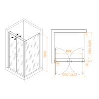 Душевой уголок RGW PA-134 (PA-104 + Z-050-2 + O-104) прямоугольный  100*100*195 060813400-011 профиль Хром стекло Прозрачное 6 мм RGW