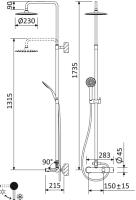 Душевая колонна со смесителем для верхнего и ручного душа, верхний душ из нержавеющей стали LEAF-CVDA-23-L-BIO CEZARES