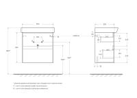 База под керамическую раковину подвесная с двумя выкатными ящиками NEON-600-2C-SO-RS Rovere Scuro 600х415х635 BelBagno